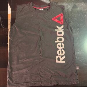 Reebok Black Sleeveless Logo Tank with Red Emblem